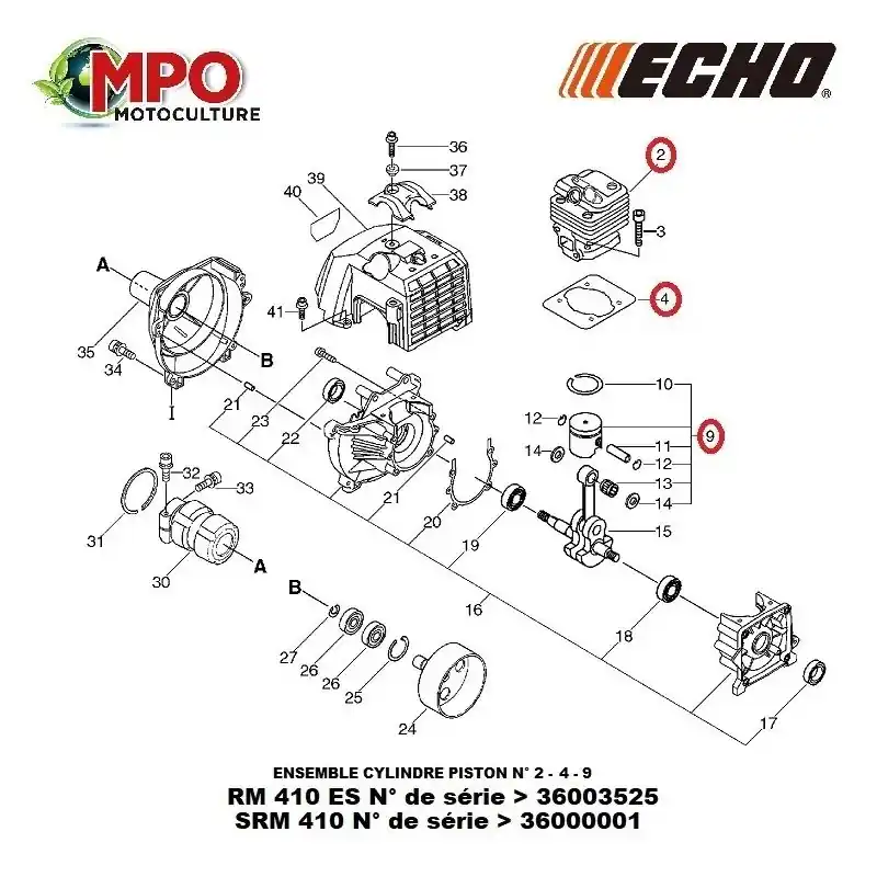 Vente Directe Cylindre piston ECHO RM 410 ES / SRM 410