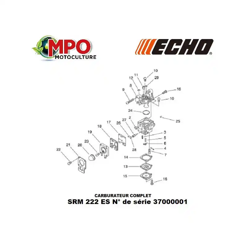 Carburateur complet ECHO SRM 222 ES Retour Gratuit