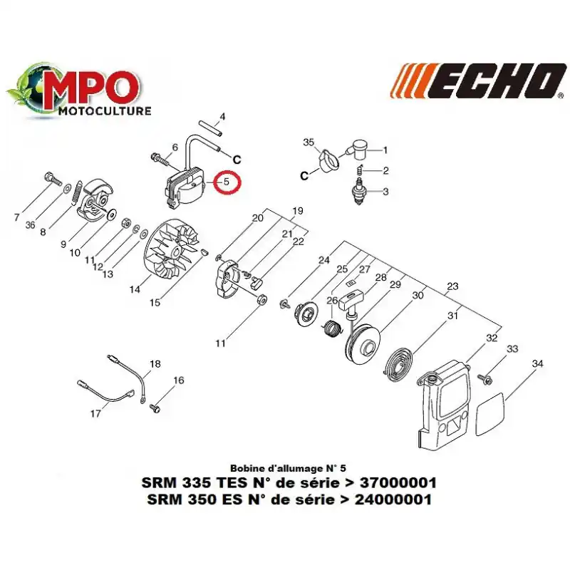 Jusqu&rsquo;à Épuisement Des Stocks Bobine d‘allumage ECHO pour SRM 335TES & SRM 350ES « ORIGINE » 15262655730