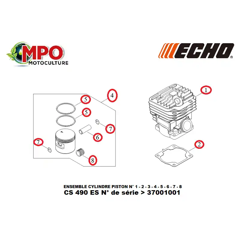 Acheter Direct Cylindre piston ECHO pour CS 490ES "ORIGINE"