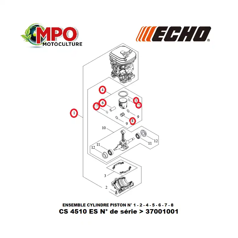Offre Exclusive Cylindre piston ECHO pour CS 4510 ES "ORIGINE"