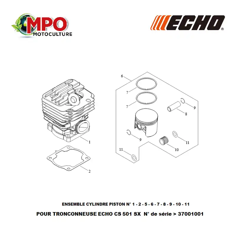 Cylindre piston ECHO pour CS 501SX "ORIGINE" Retour Gratuit
