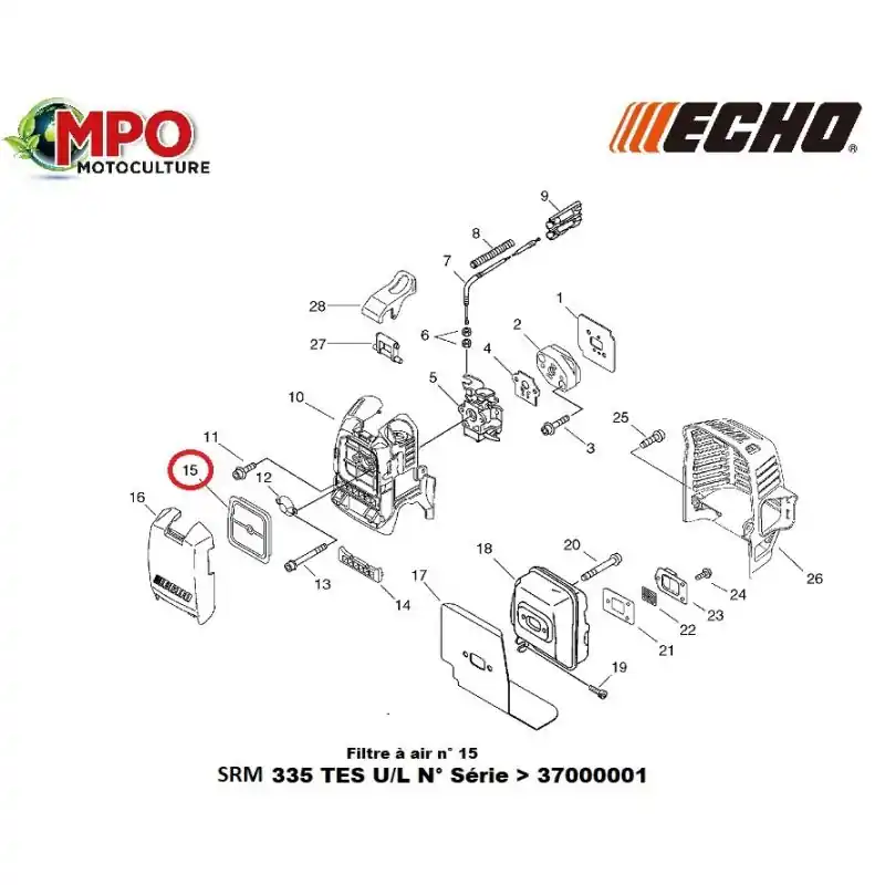 Usine Directe Filtre à air ECHO pour SRM 335 TESL / SRM 335 TESU « ORIGINE »