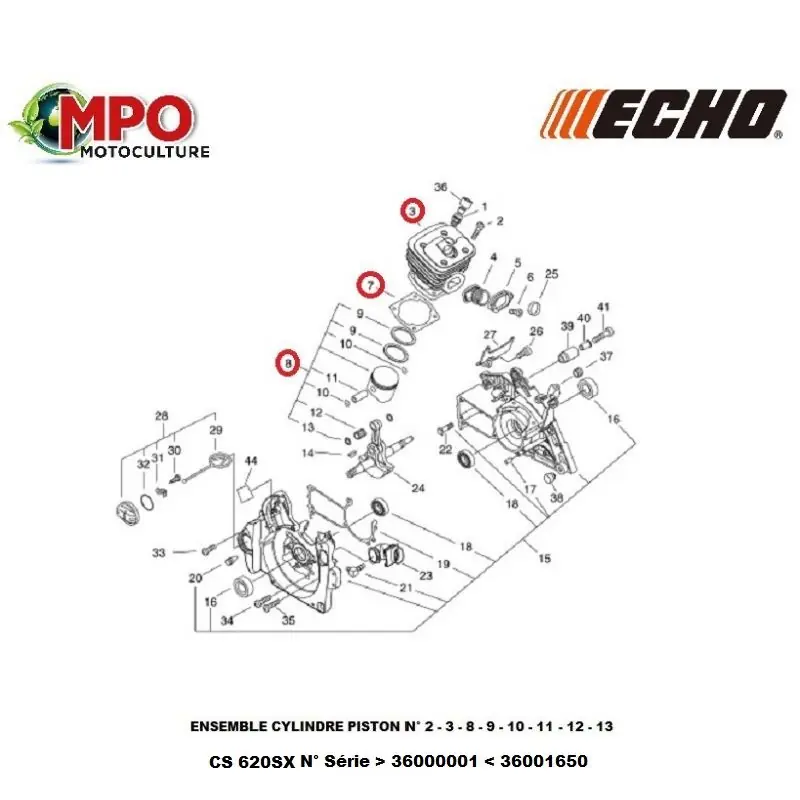 Dernière Chance Cylindre piston ECHO pour CS 620SX "ORIGINE"