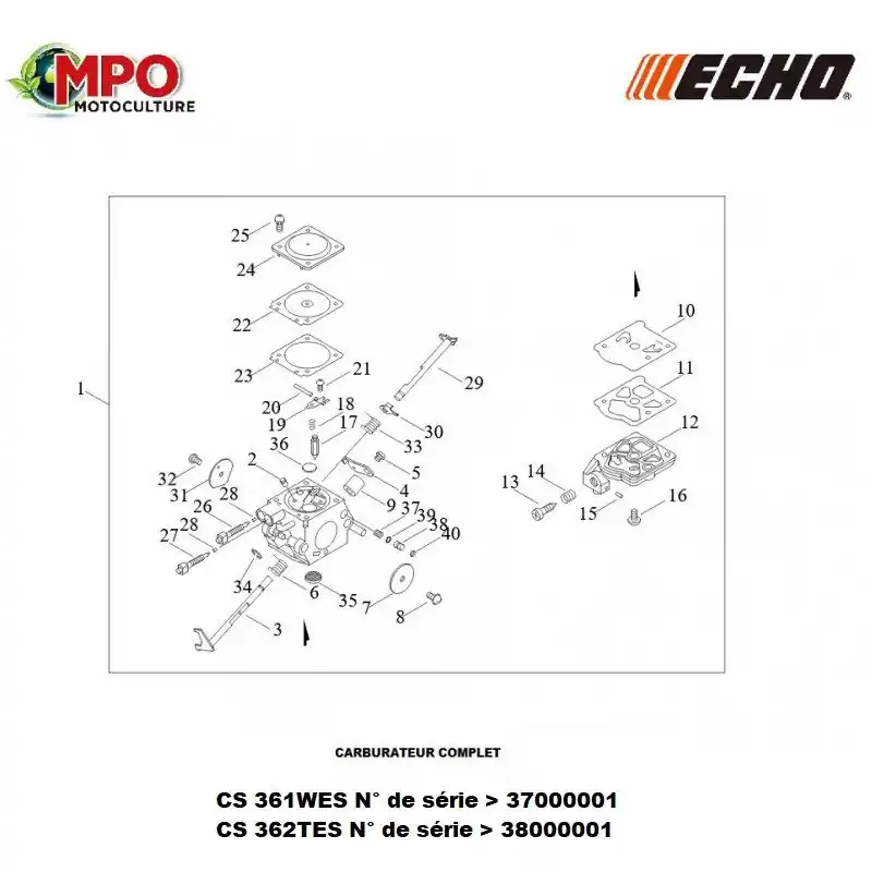 Seulement Aujourd&rsquo;hui Carburateur complet ECHO CS 361WES CS 362TES « ORIGINE »