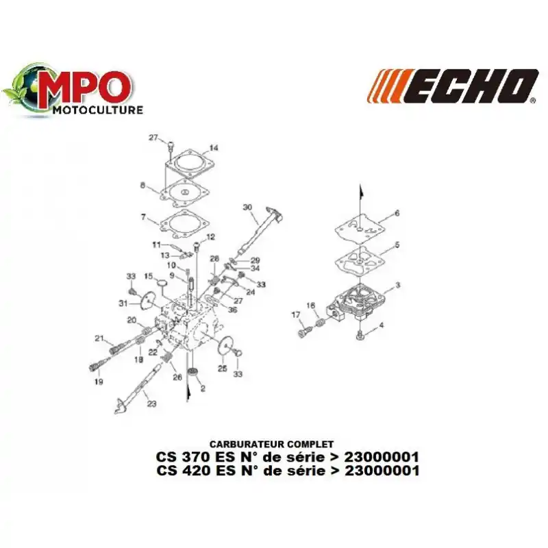 Prix Réduit Carburateur complet ECHO CS 370ES / CS 420ES « ORIGINE » A021001580