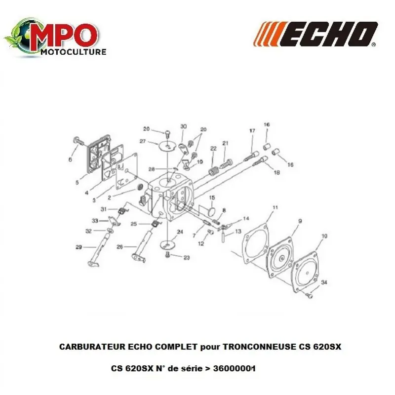 Carburateur complet ECHO CS 620SX "ORIGINE" A021004150 Affaire À Saisir