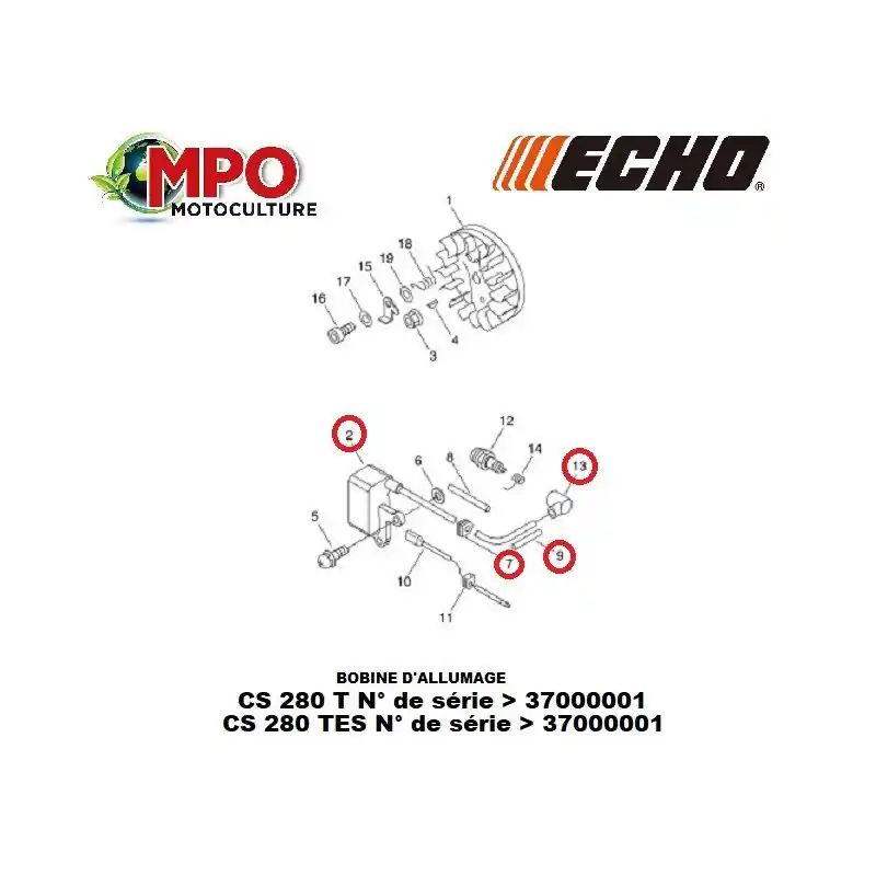 Nouvel Arrivage Bobine d‘allumage ECHO pour CS 280T / CS 280TES « ORIGINE » A411001511