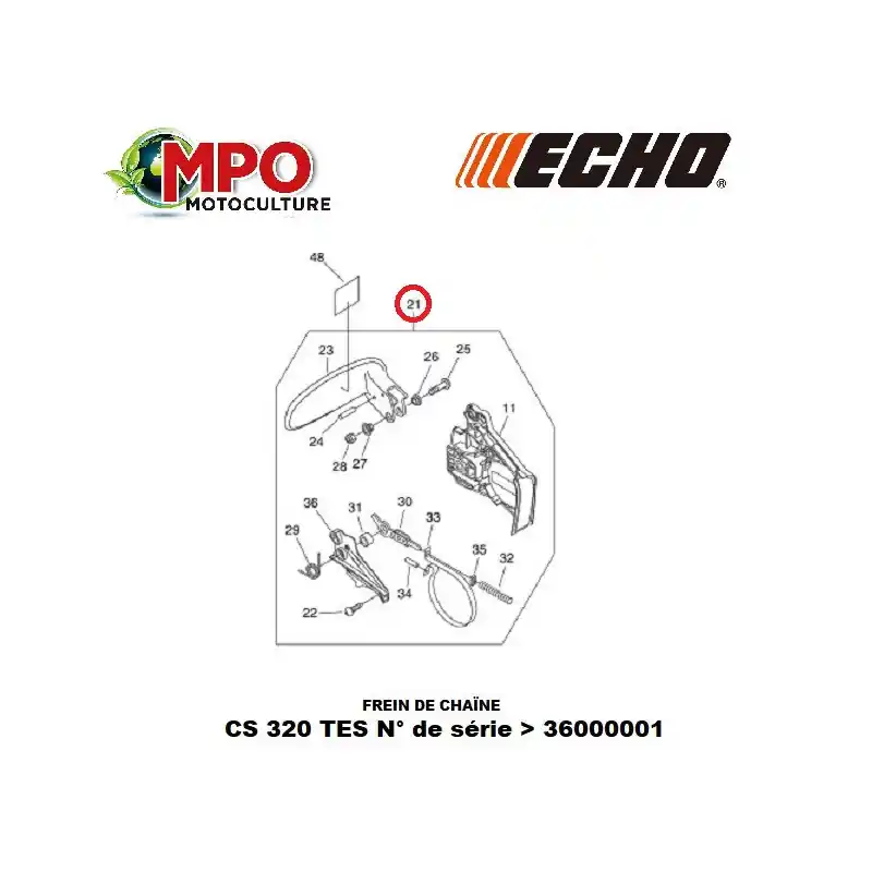Frein de chaîne complet ECHO pour CS 320TES "ORIGINE" Jusqu'à Épuisement Des Stocks