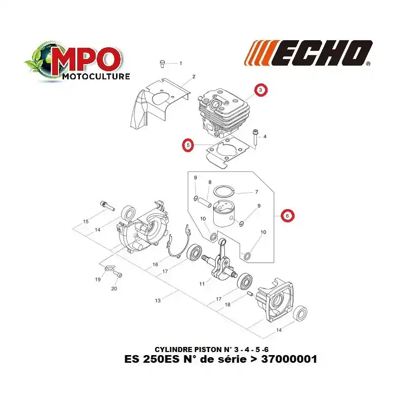 Cylindre piston ECHO pour ES 250ES "ORIGINE" Commander Maintenant