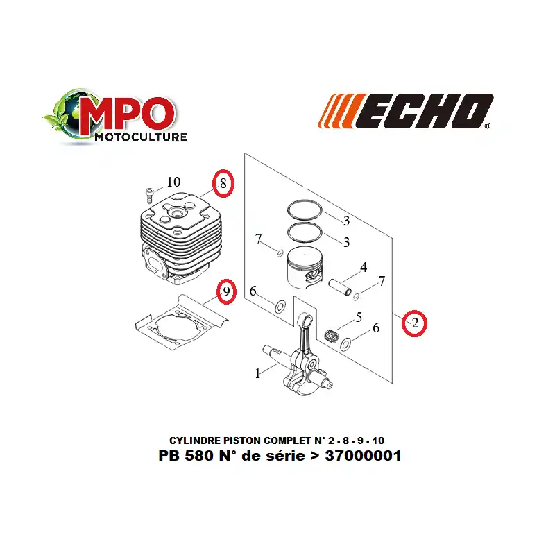 Cylindre piston ECHO pour PB 580 "ORIGINE" Offre Du Jour