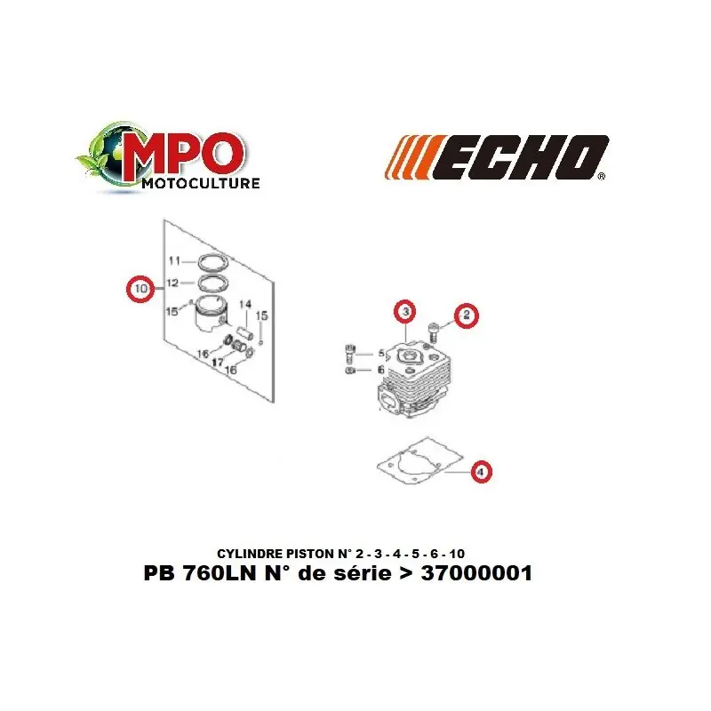 Cylindre piston ECHO pour PB 760LN "ORIGINE" Promotion