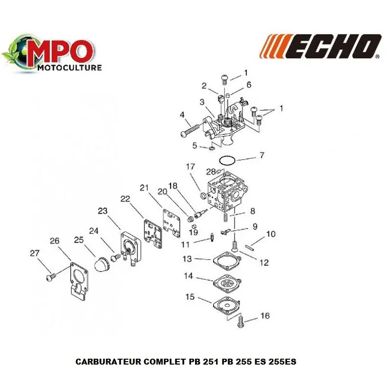 Nouveauté Carburateur complet ECHO PB 251 / PB 255 / ES 255ES « ORIGINE »