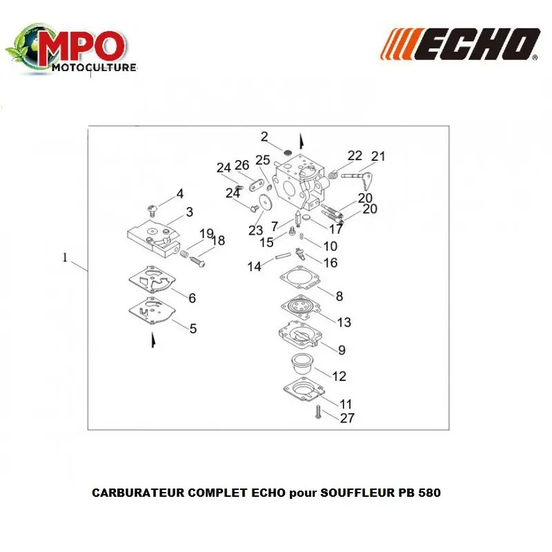 Nouveauté Carburateur complet ECHO PB 580 « ORIGINE » A021004331