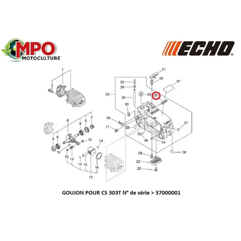 Goujon origine ECHO pour élagueuse CS303T – « ORIGINE » Bon Marché
