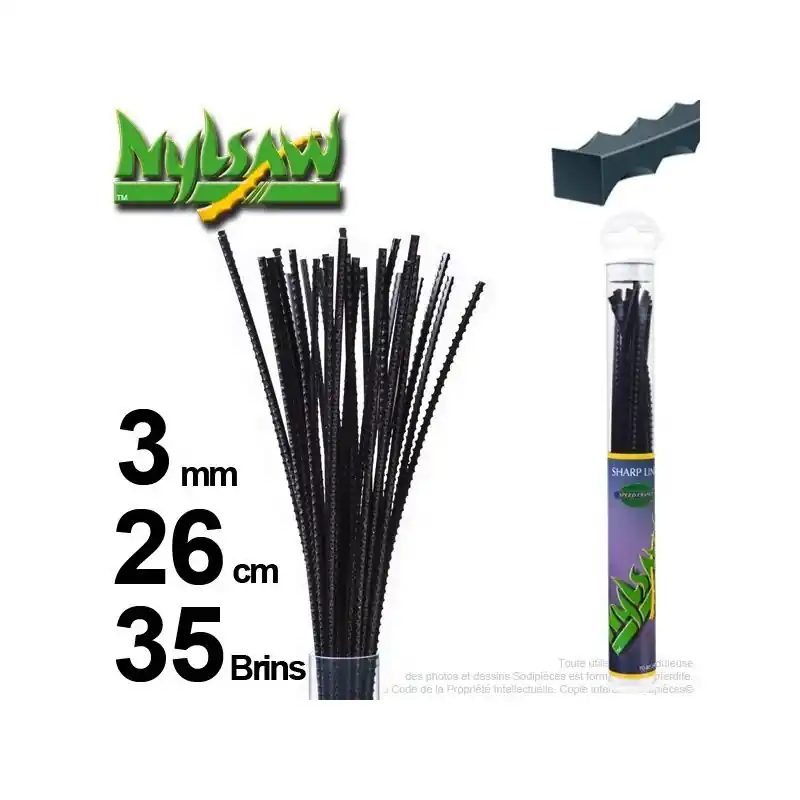 Vente Directe Fil débroussailleuse NYLSAW® tube 3mm x 0,26m 35 brins
