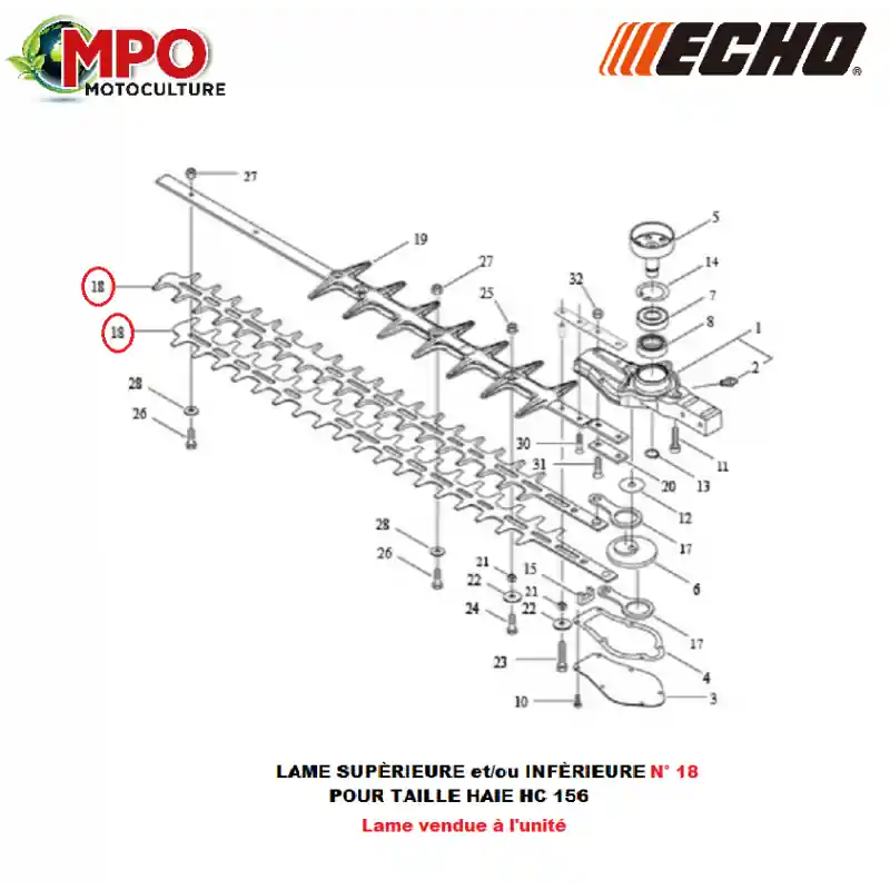 Vente Flash Lame pour taille haie ECHO HC156 « ORIGINE » X412000660