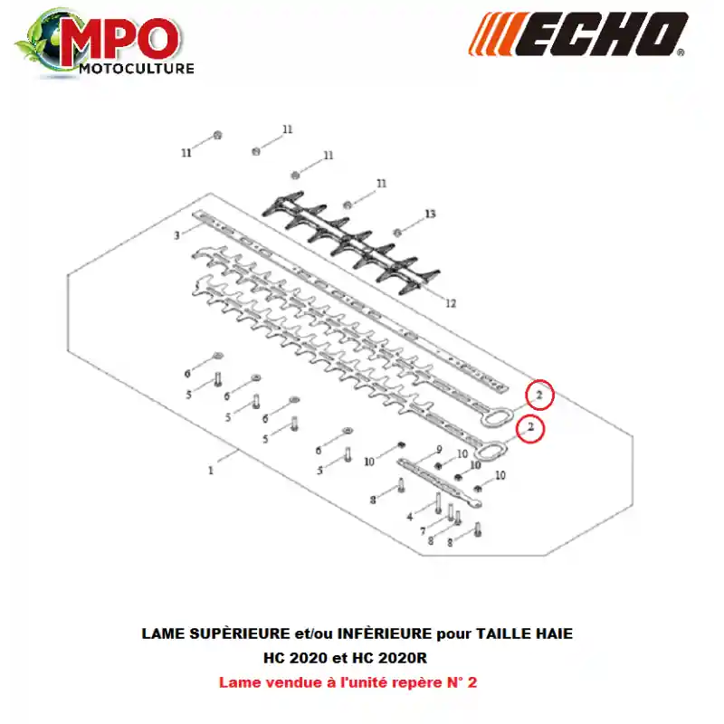 Lame pour taille haie Echo HC 2020 / HC 2020R "ORIGINE" X412000850 Offre Exclusive