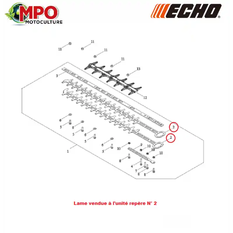 Lame pour taille haie Echo HCR 165ES « ORIGINE » X412000640 Expédition Rapide