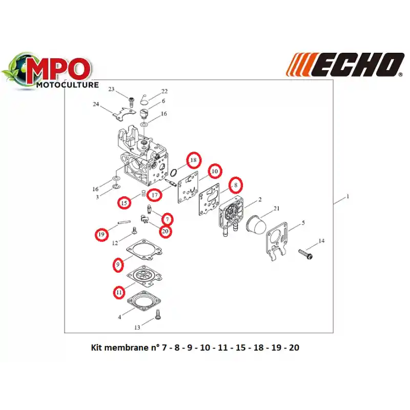 Kit membrane pour ECHO HCA 2620ESHD – HCAS 2620ESHD « ORIGINE » Haute Qualité