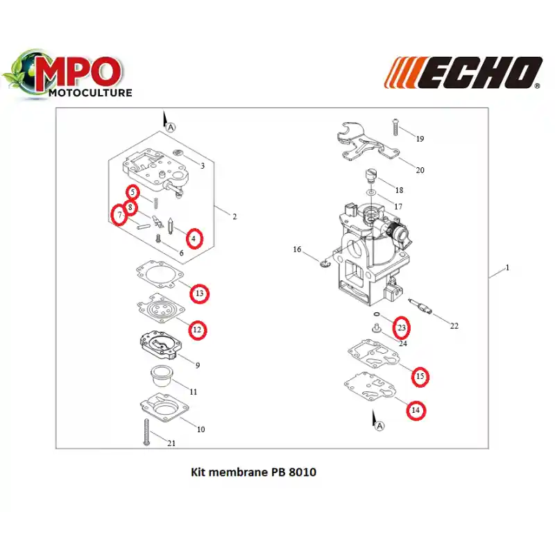 Vente Directe Kit membrane pour ECHO PB 8010 « ORIGINE »