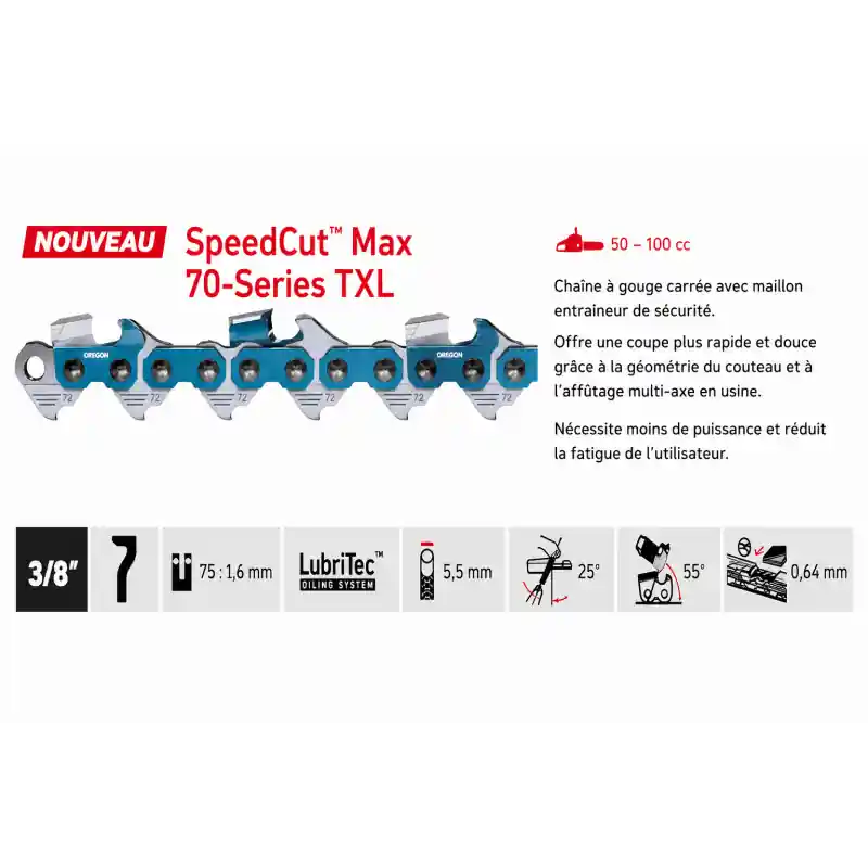 Offre Limitée Chaîne tronçonneuse Oregon 75TXL100R rouleau 3/8 1,6 mm SpeedCut Max