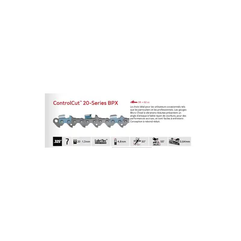 Chaîne de tronçonneuse Oregon 20BPX025R .325 1,3 mm rouleau 7,62 m ControlCut Meilleur Choix