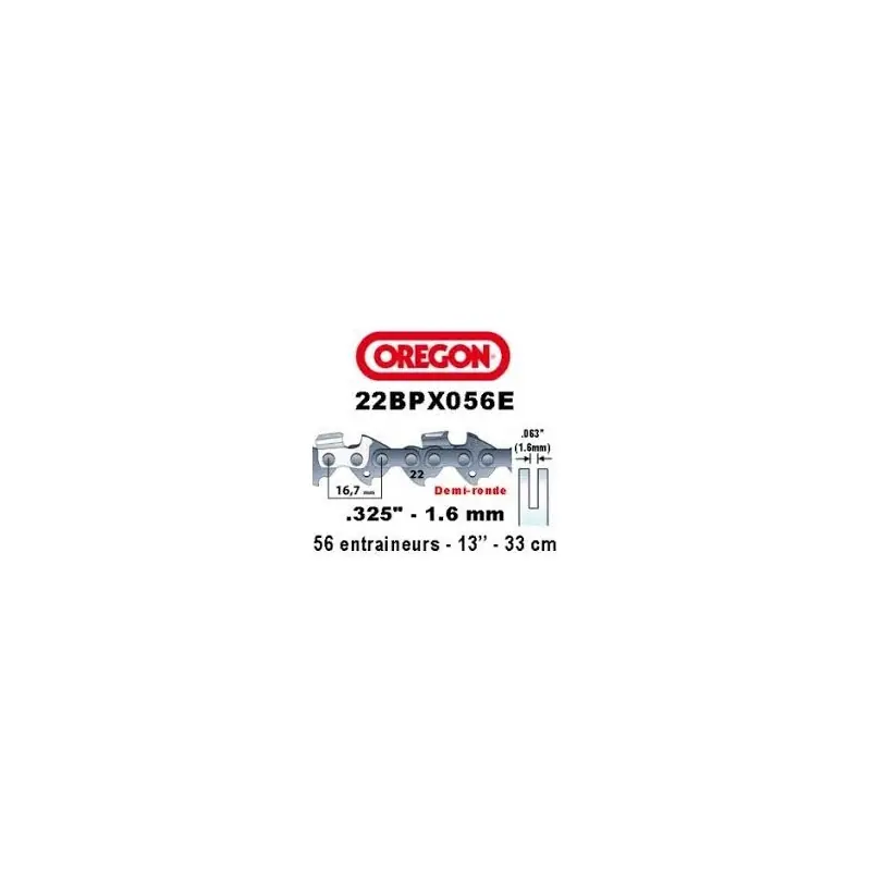 Chaine Oregon 22BPX056E ControlCut 325 1.6 mm 56 maillons Quantité Limitée