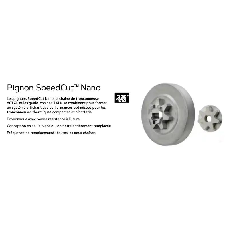 Pignon Oregon SpeedCut Nano 629322 .325&Prime; 7 dents pour Echo CS-303T Quantité Limitée