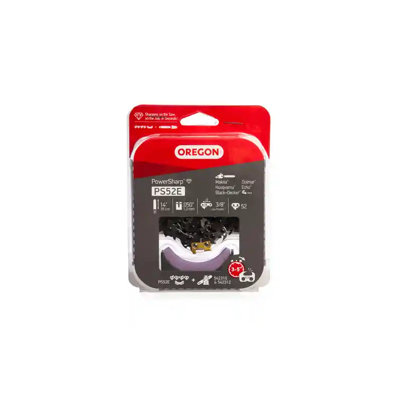 Meilleur Prix Chaîne Oregon PS52E PowerSharp 3/8&Prime; profil bas 52 maillons avec pierre d’affûtage