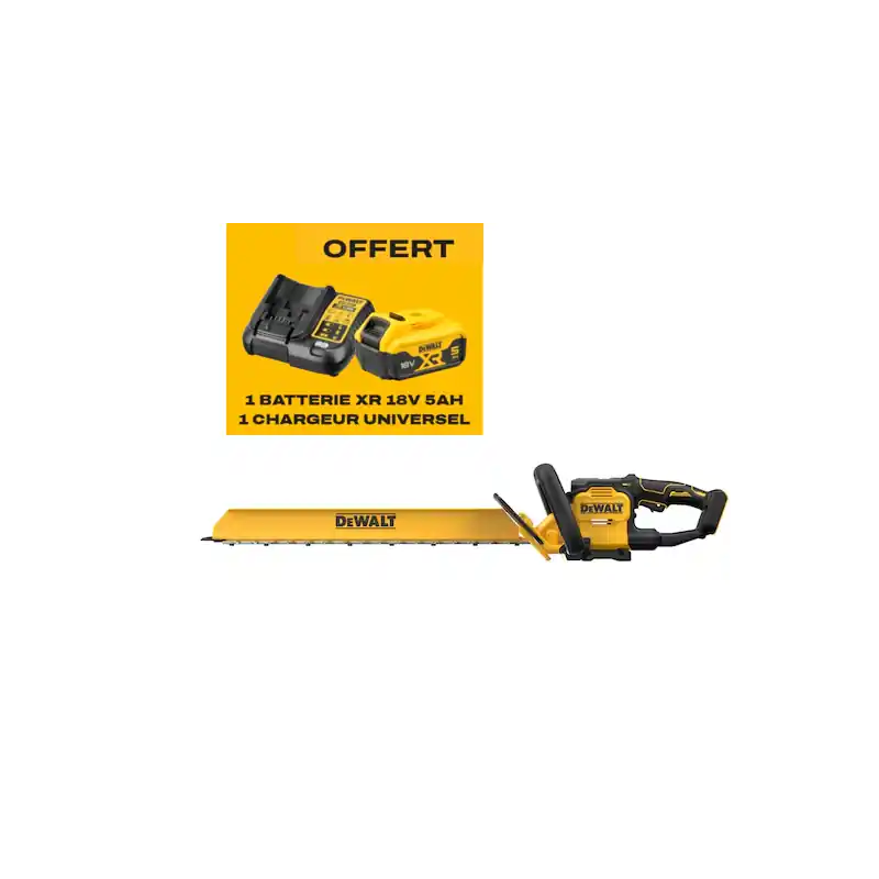 Pack Taille-Haies DEWALT DCMHT567N-XJ 18V Brushless + Batterie 5Ah + Chargeur Populaire