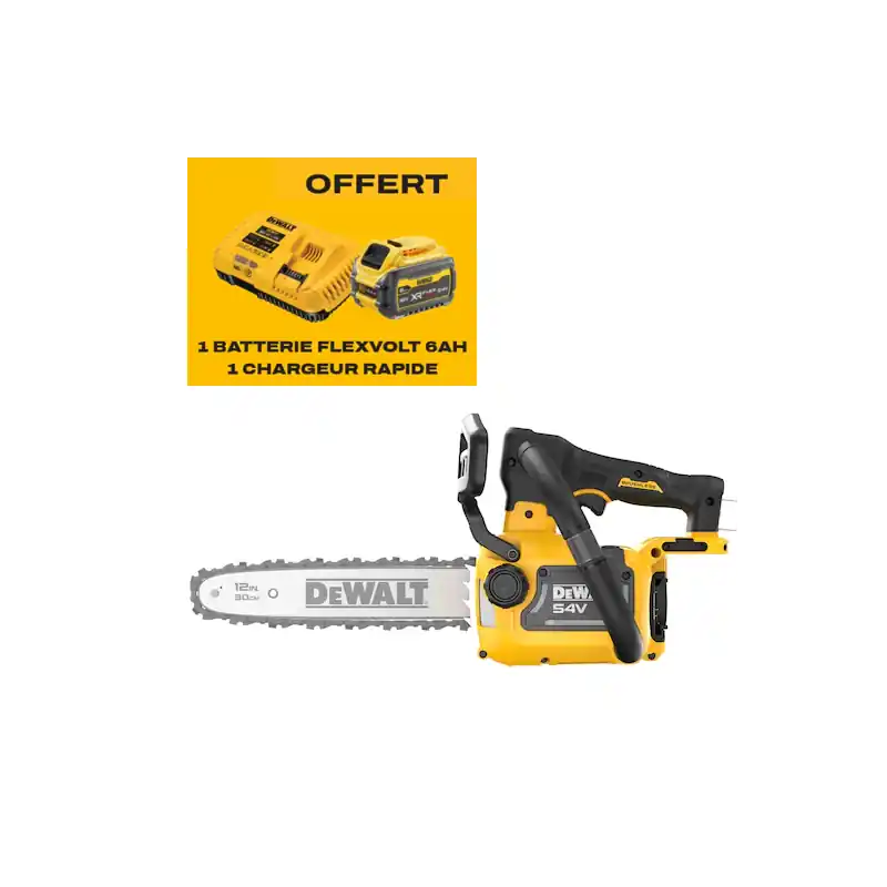 Haute Qualité Pack Élagueuse DEWALT DCMCST632N-XJ FLEXVOLT 54V + Batterie 6Ah + Chargeur Rapide
