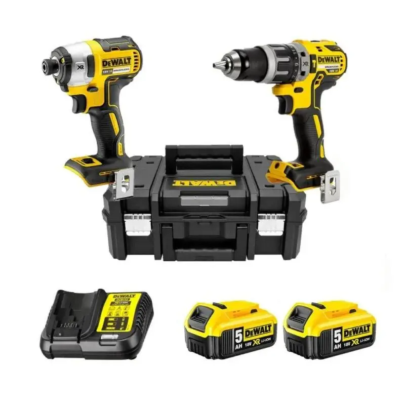 Pack 2 outils 18V DEWALT DCK266P2T-QW Perceuse-visseuse à percussion DCD796, Visseuse à choc DCF887, 2 batteries 5,0 Ah, coffret T-Stack Vente Flash