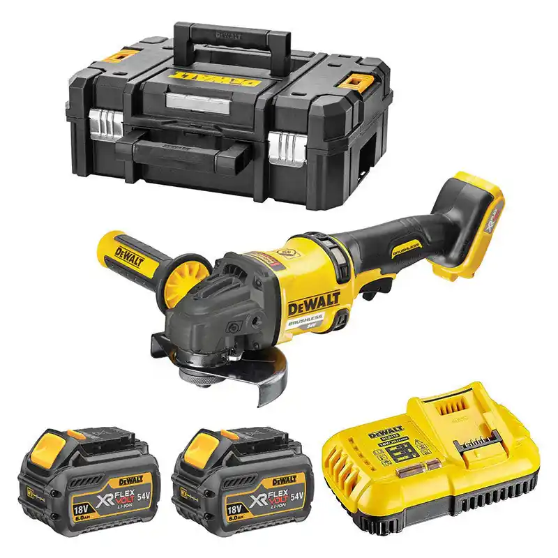 Meuleuse Ø125mm 54V DEWALT DCG418T2-QW avec coffret et 2 batteries 6,0 Ah FLEXVOLT Offre Exclusive