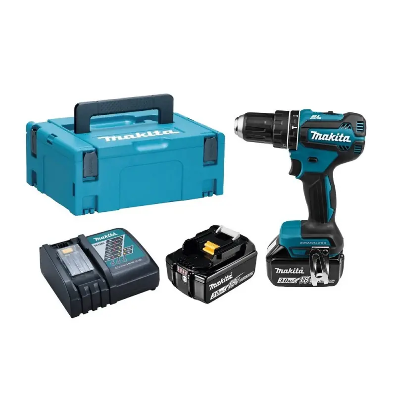 Perceuse visseuse à percussion Brushless 2x3Ah 18V MAKITA DHP485RFJ en MAKPAC Offre Spéciale