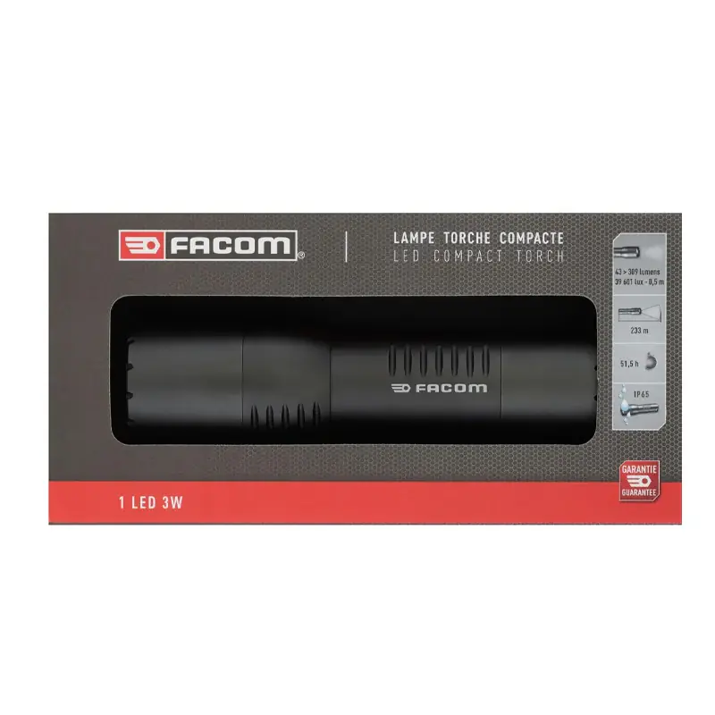 Lampe Torche Compacte - FACOM - 1 Led 3W - 5 Modes d‘Éclairages - 79.CBTPB Satisfait Ou Remboursé