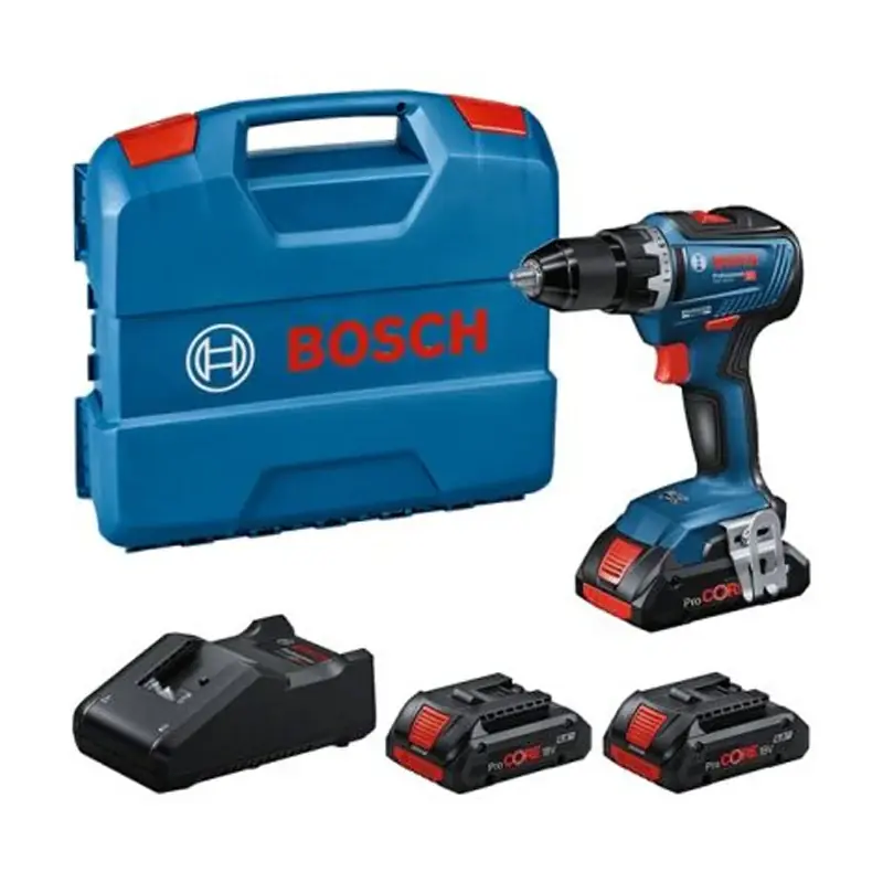 Perceuse-visseuse BOSCH GSR 18V-55 – 0615A5002P Professional sans fil 18 V – 55 Nm Brushless + 3x batterie ProCORE 4,0 Ah + chargeur + L case Vente Directe