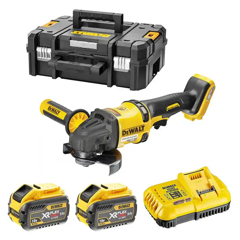 Quantité Limitée Meuleuse Ø125mm 54V DEWALT DCG418X2-QW avec coffret et 2 batteries 9,0 Ah FLEXVOLT