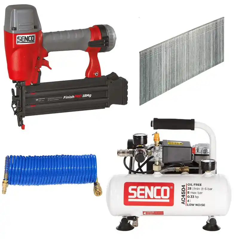 Pack menuisier Cloueur FINISH PRO 18GA + Clous + Compresseur + Tuyaux – SENCO – Senco-B3 Commander Vite