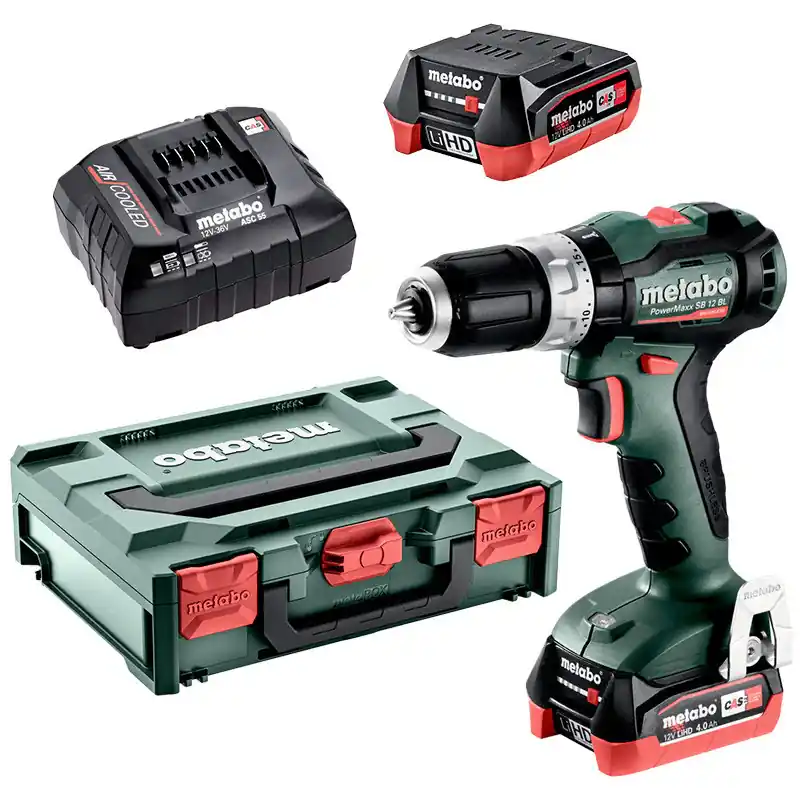 Perceuse à percussion sans fil 12V POWERMAXX SB 12 BL 2X4AH LIHD – METABO – 601046800 – CHARGEUR ASC 55 + METABOX 118 Usine Directe