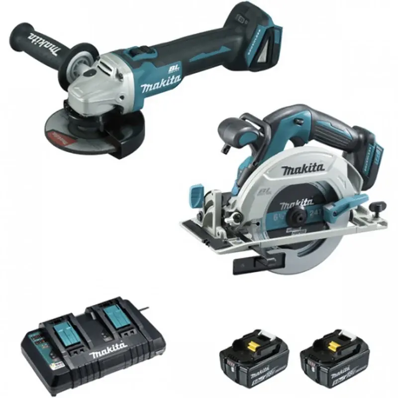 Nouveauté Pack 2 outils MAKITA DLX2277PTJ (DGA506+DHS680+BL1850×2+DC18RD+MAK2&4)