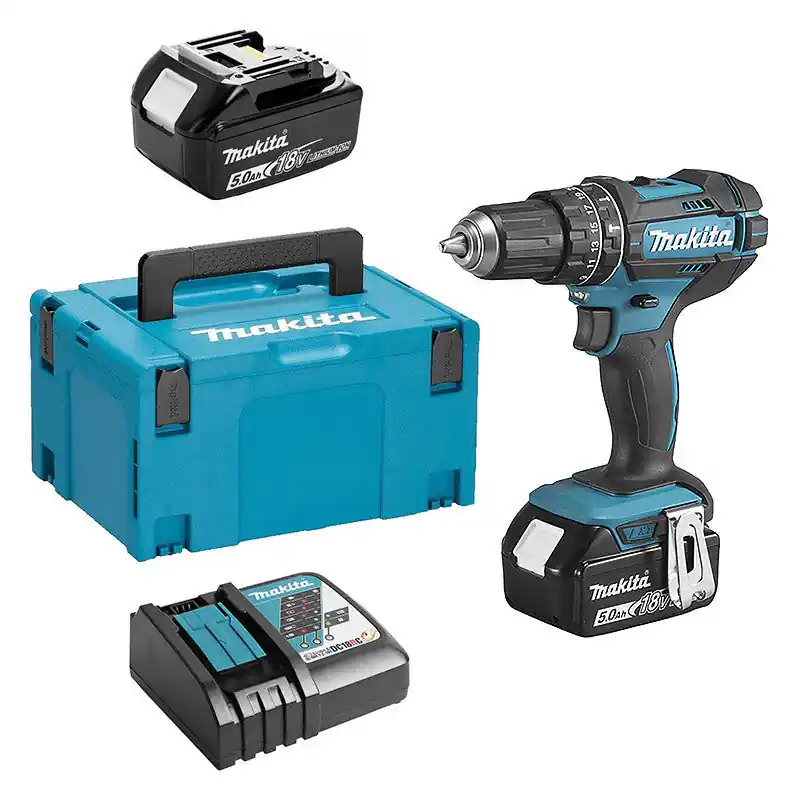 Haute Qualité Perceuse visseuse à percussion MAKITA DHP482RTJ 18 V Li-Ion 5 Ah Ø 13 mm