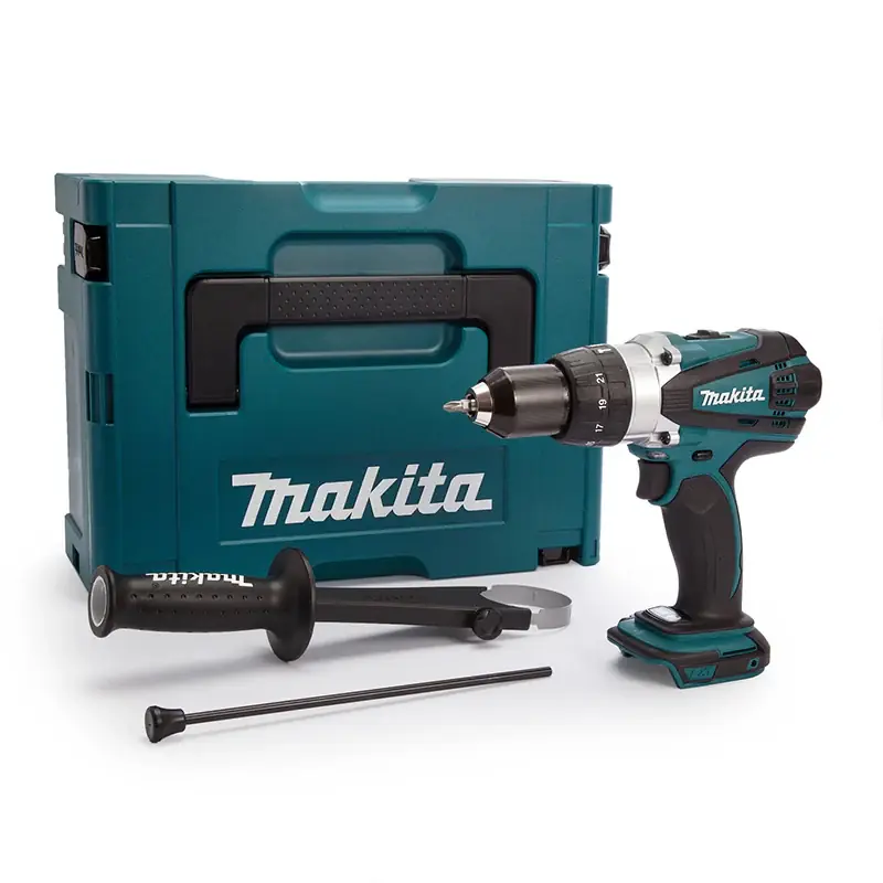 Vente Flash Perceuse visseuse à percussion sans fil 18V Li-ion MAKITA DHP458ZJ (machine seule, avec MAKPAC)