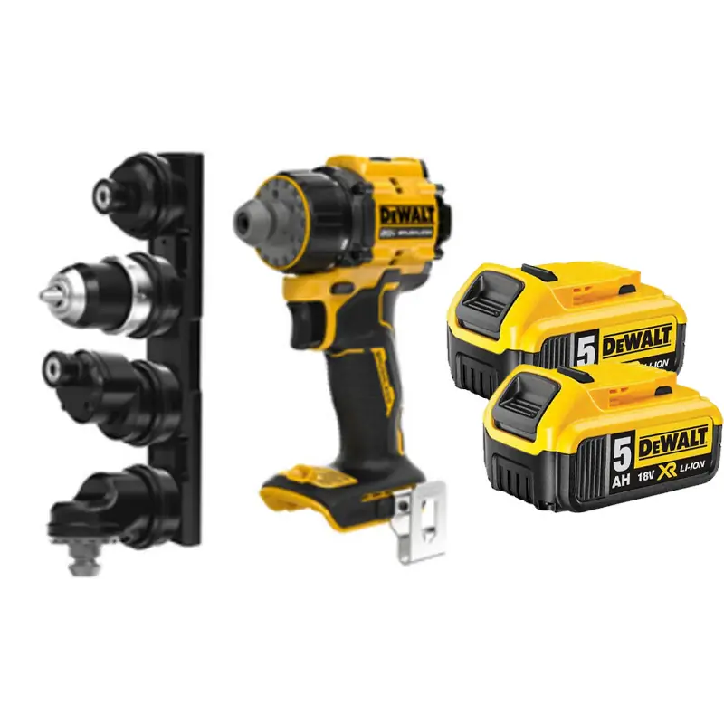 Retour Gratuit Perceuse visseuse à têtes multiples XR 18V – 2 batteries 5Ah – Li-Ion Brushless – DEWALT – DCD803P2T-QW