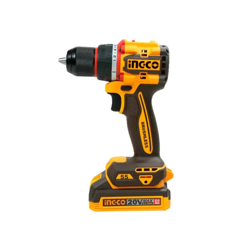 Perceuse-visseuse à percussion sans fil 20V 96 NM + 3 mèches plates + 6 forets + 2 embouts de vissage P20S – INGCO – CIDLI209685 Haute Qualité