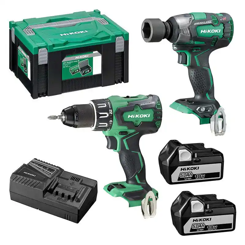 Pack HIKOKI KC18DPL Perceuse visseuse DS18DBSL + Boulonneuse à choc WR18DBDL2 (2 x 5,0 Ah) Pas Cher