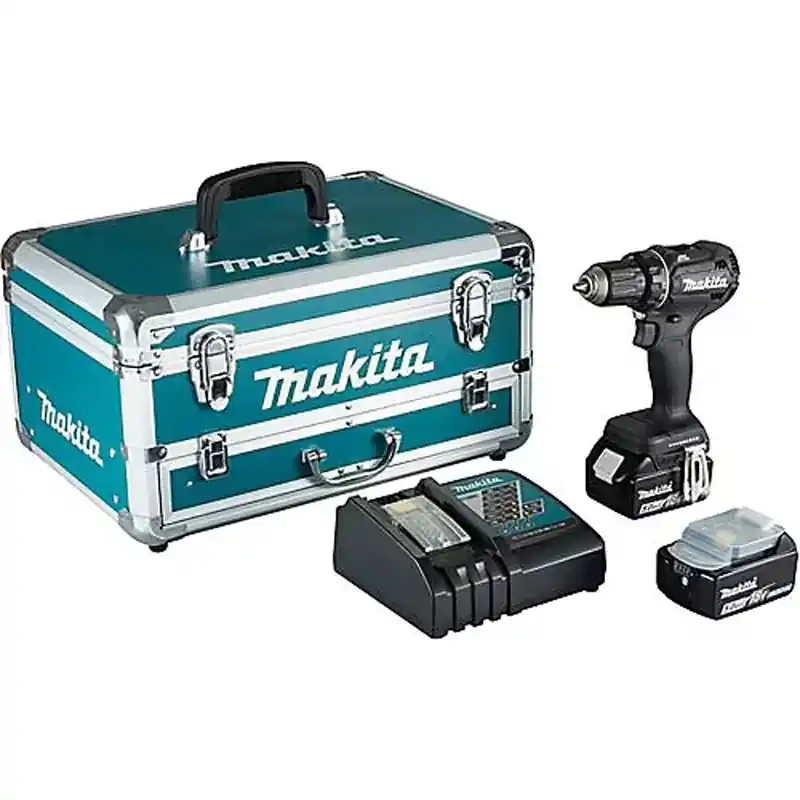 Quantité Limitée Perceuse visseuse MAKITA 18 V Li-Ion DDF485TX2B, 5 Ah BL1850B Ø 13 mm (coffret alu + kit d‘accessoires)