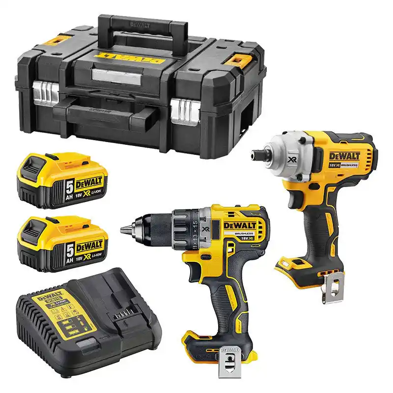 Haute Qualité Pack 2 outils 18V DEWALT DCK2077P2T-QW perceuse-visseuse DCD791 et boulonneuse DCF894 avec 2 batteries 5,0 Ah