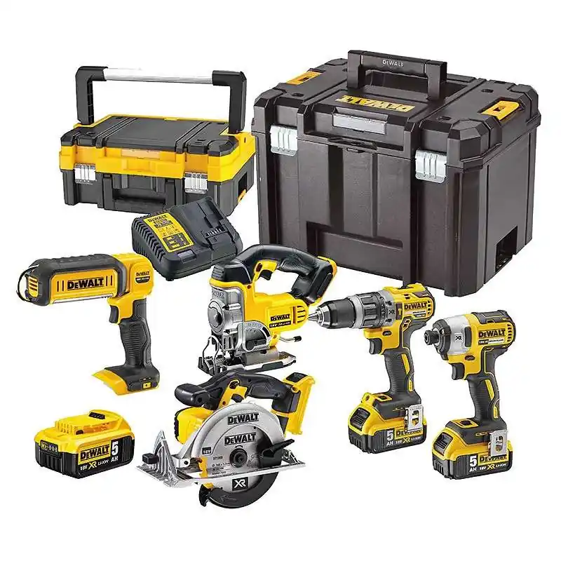 Marque Pack 5 machines DEWALT DCK551P3T perceuse (DCD796), visseuse à choc (DCF887), scie sauteuse (DCS331), scie circulaire (DCS391) et une lampe LED (DCL050) avec coffret et 3 batteries 5,0 Ah 18V