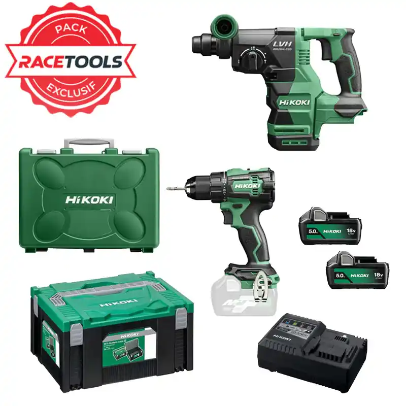 Authentique Pack 2 outils HIKOKI Perceuse + perforateur 18V Brushless KCRT02 + 2 batteries + chargeur